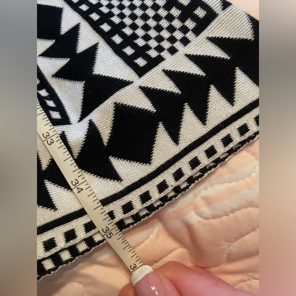 Nina Leonard Black White Geometric Print Sweater Dress NWT Size Large - Picture 7 of 9